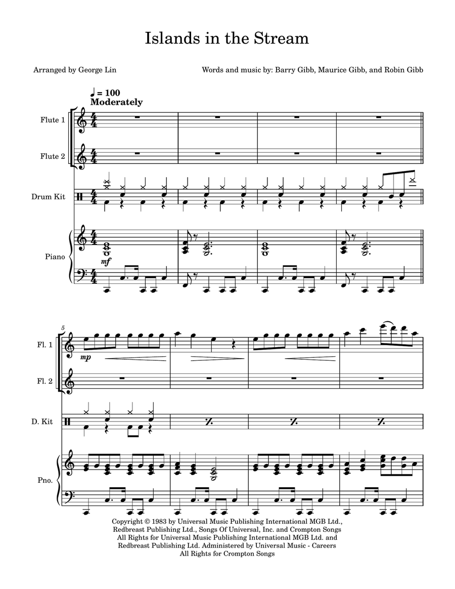 Islands In The Stream Flute Duet scores gallery preview page 1