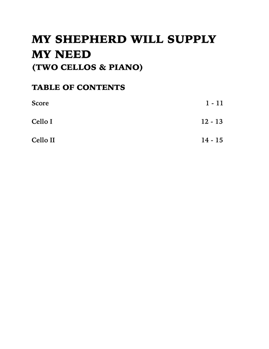 My Shepherd Will Supply My Need (Psalm 23): Two Cellos and Piano String Duet scores gallery preview page 4