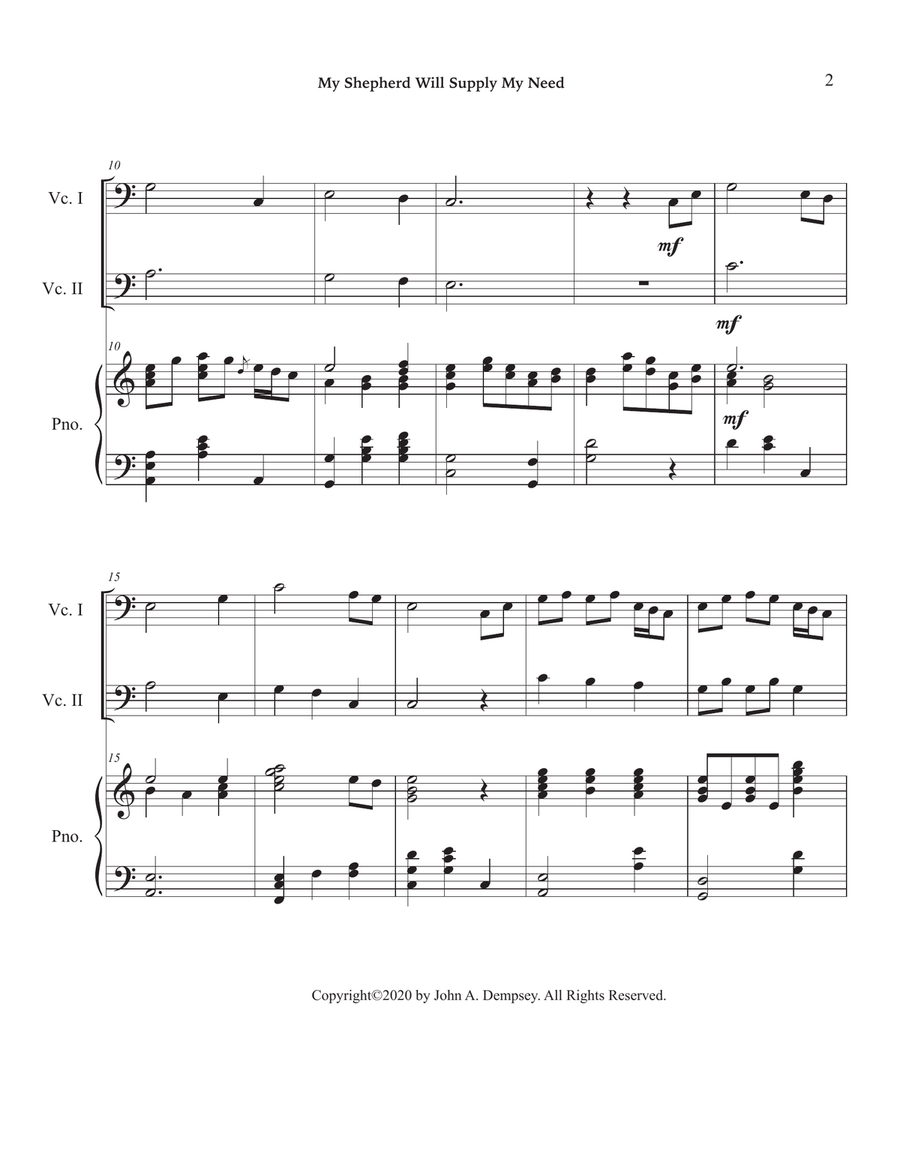 My Shepherd Will Supply My Need (Psalm 23): Two Cellos and Piano String Duet scores gallery preview page 6