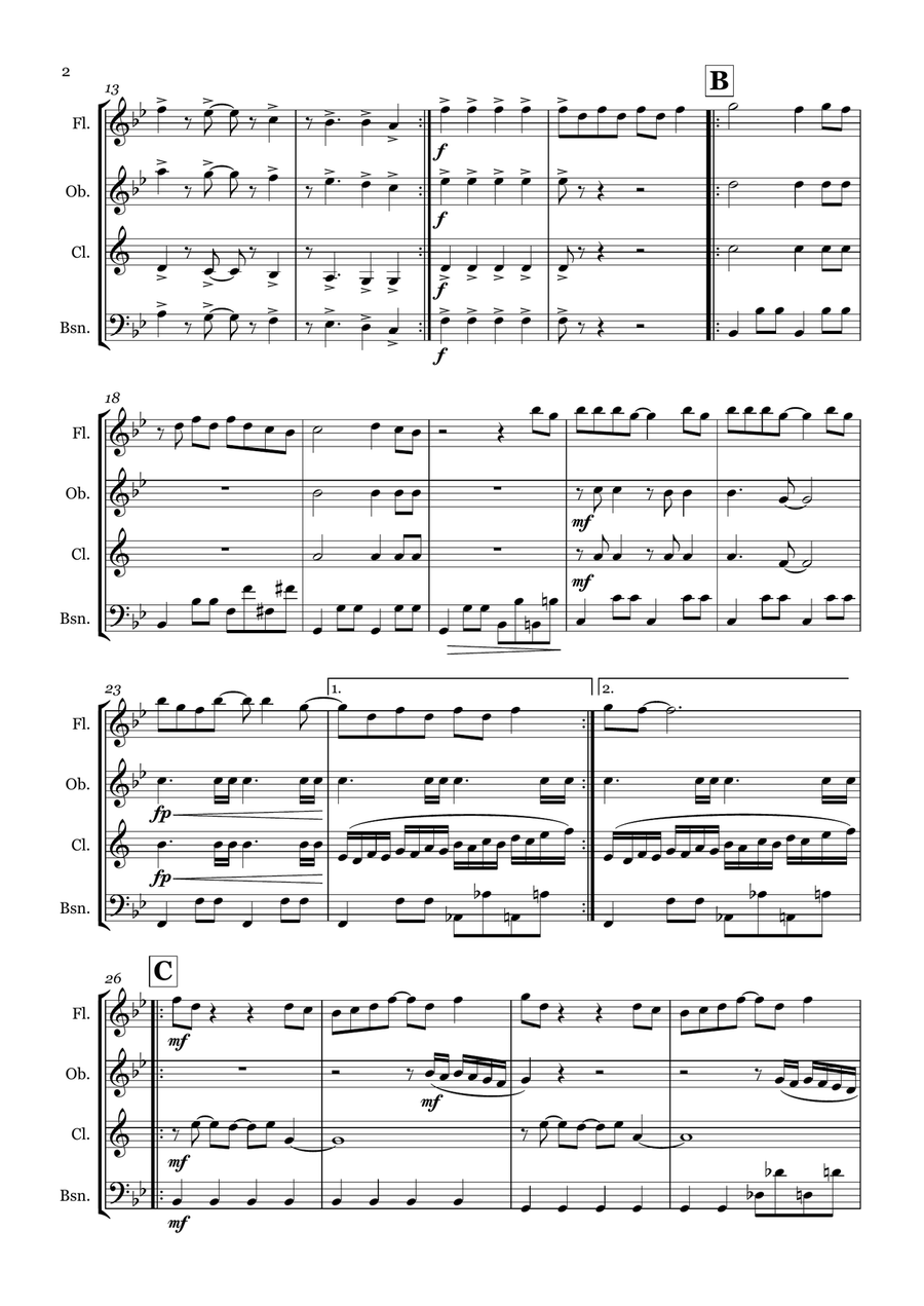 Y.m.c.a. Y.m.c.a. Woodwind Quartet scores gallery preview page 2