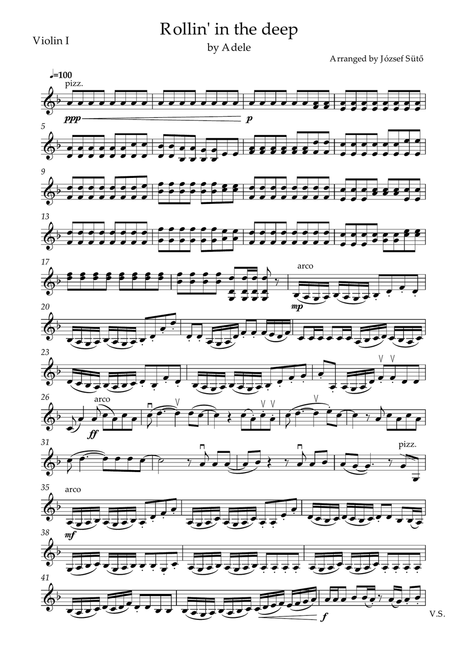 Rolling In The Deep Rolling In The Deep String Quartet scores gallery preview page 1