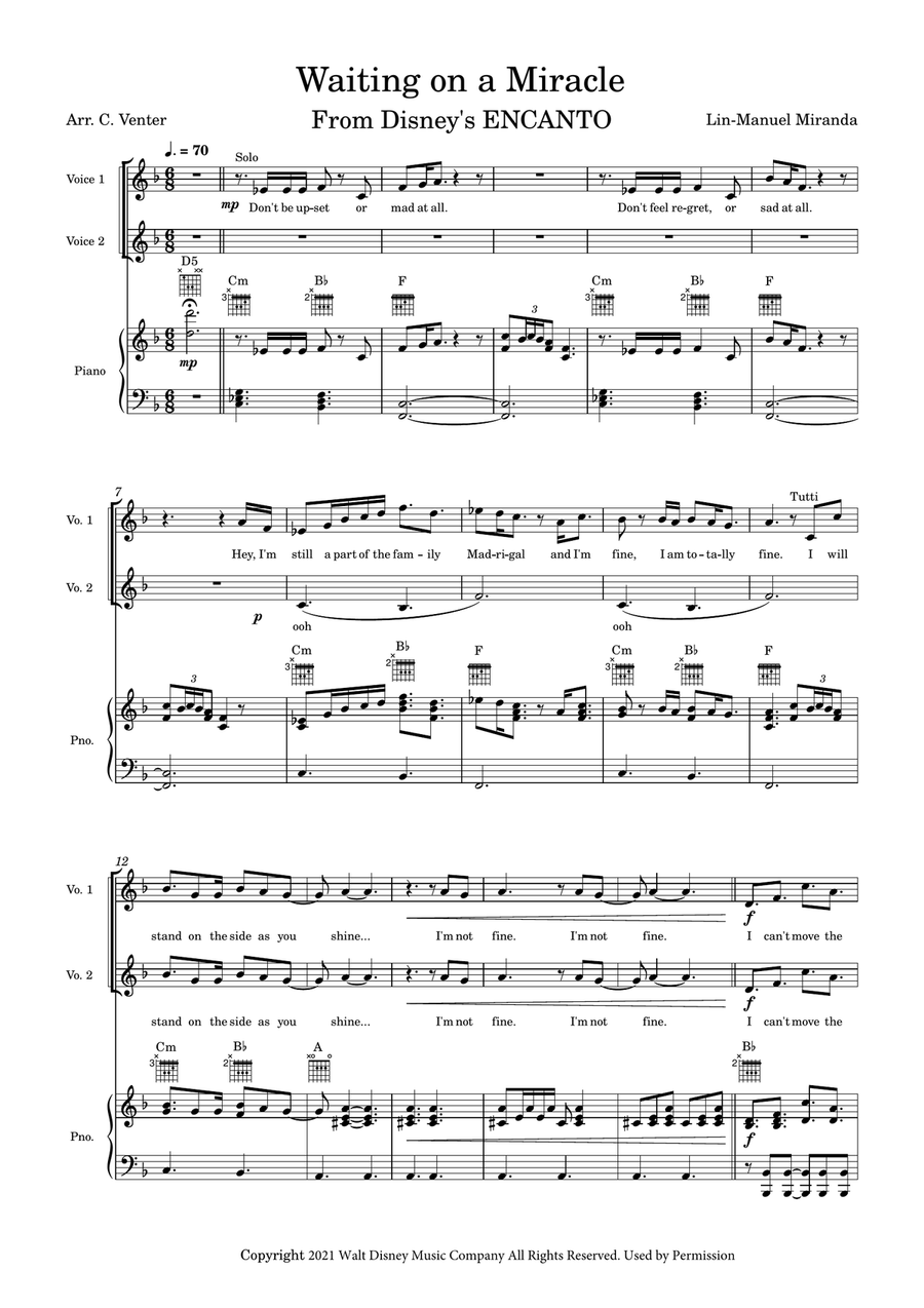 Waiting On A Miracle Waiting On A Miracle Piano, Vocal scores gallery preview page 1
