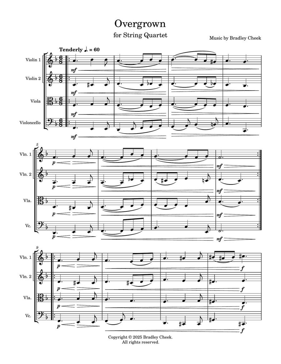 Overgrown for String Quartet String Quartet scores gallery preview page 1