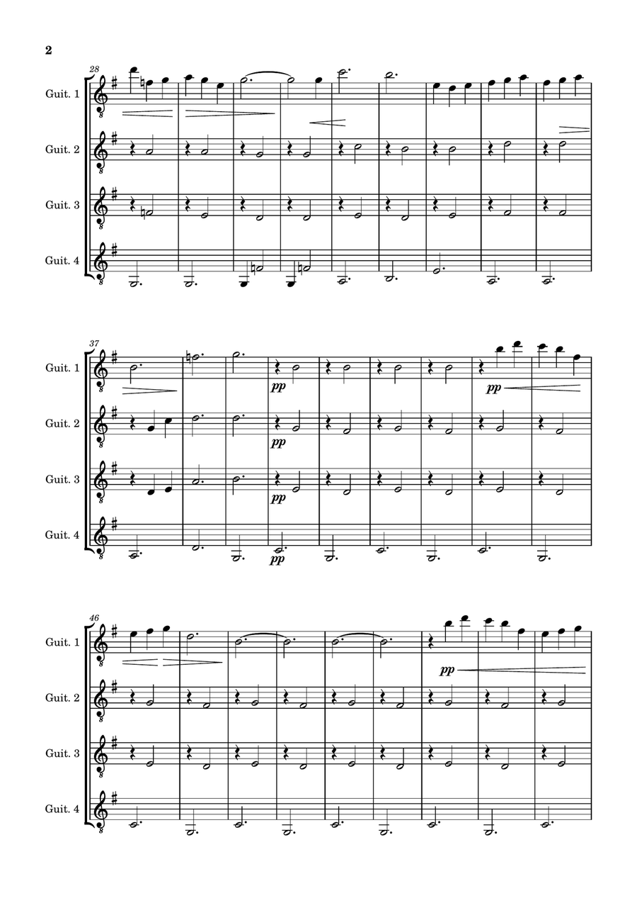 Gymnopédie No. 1 Guitar Ensemble scores gallery preview page 2
