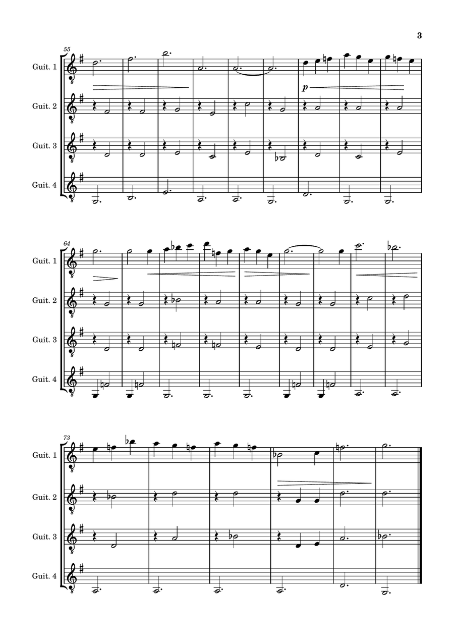 Gymnopédie No. 1 Guitar Ensemble scores gallery preview page 3