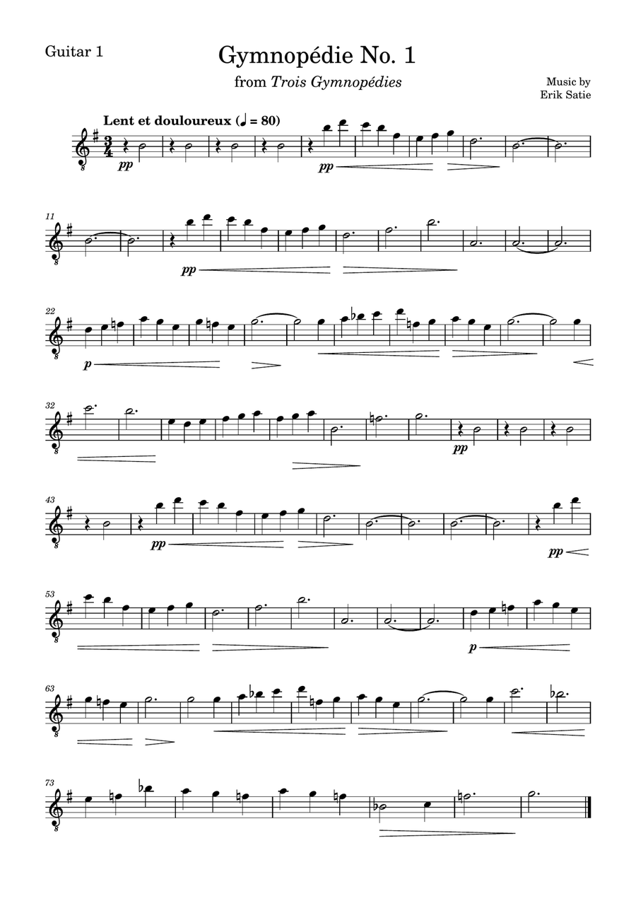 Gymnopédie No. 1 Guitar Ensemble scores gallery preview page 4