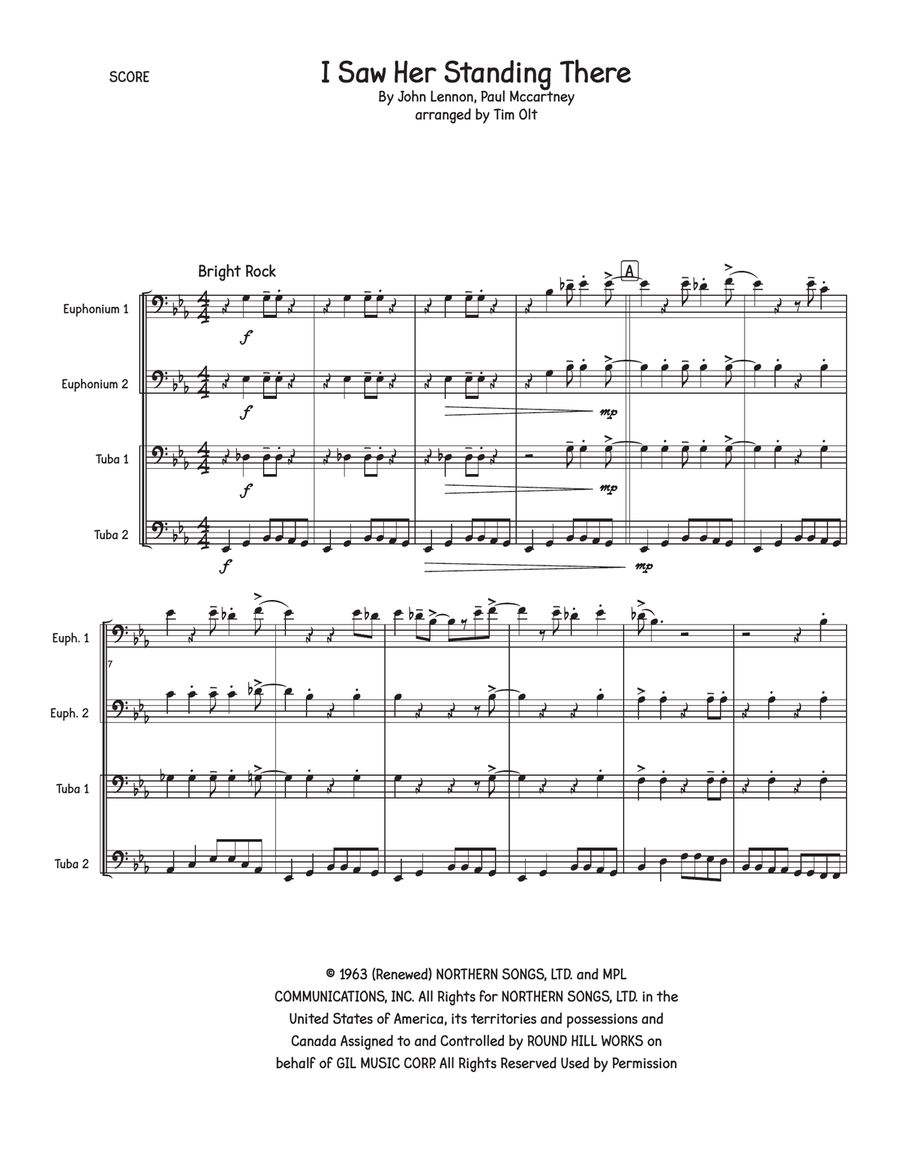 I Saw Her Standing There I Saw Her Standing There Brass Quartet scores gallery preview page 1