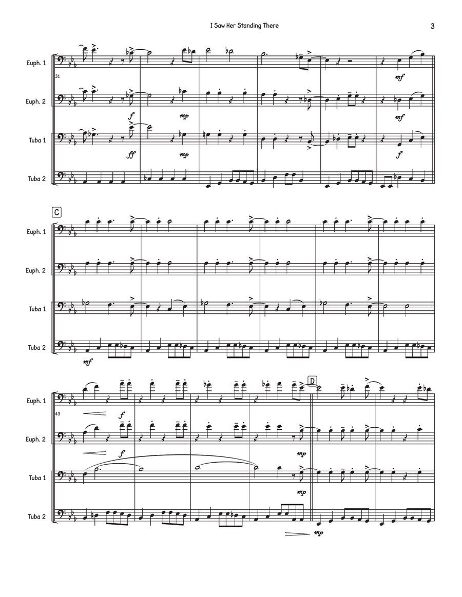 I Saw Her Standing There I Saw Her Standing There Brass Quartet scores gallery preview page 3