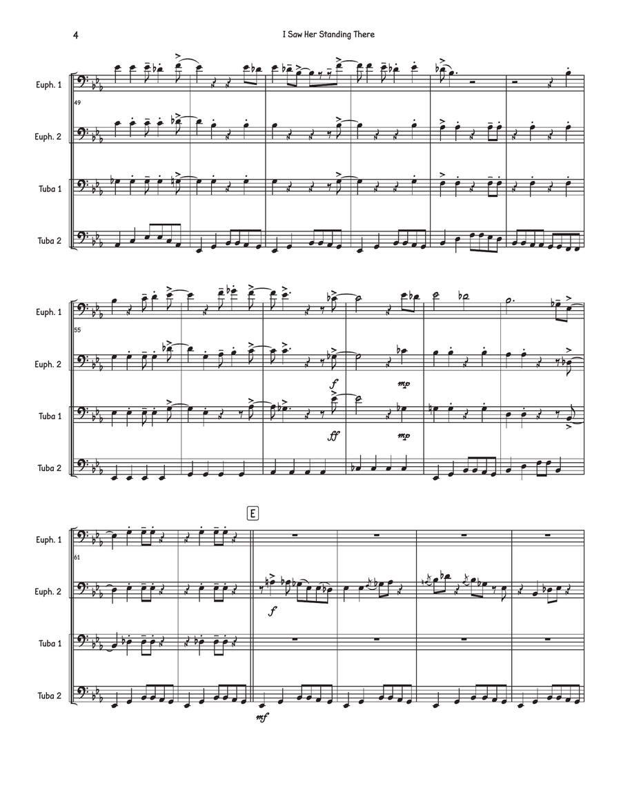 I Saw Her Standing There I Saw Her Standing There Brass Quartet scores gallery preview page 4