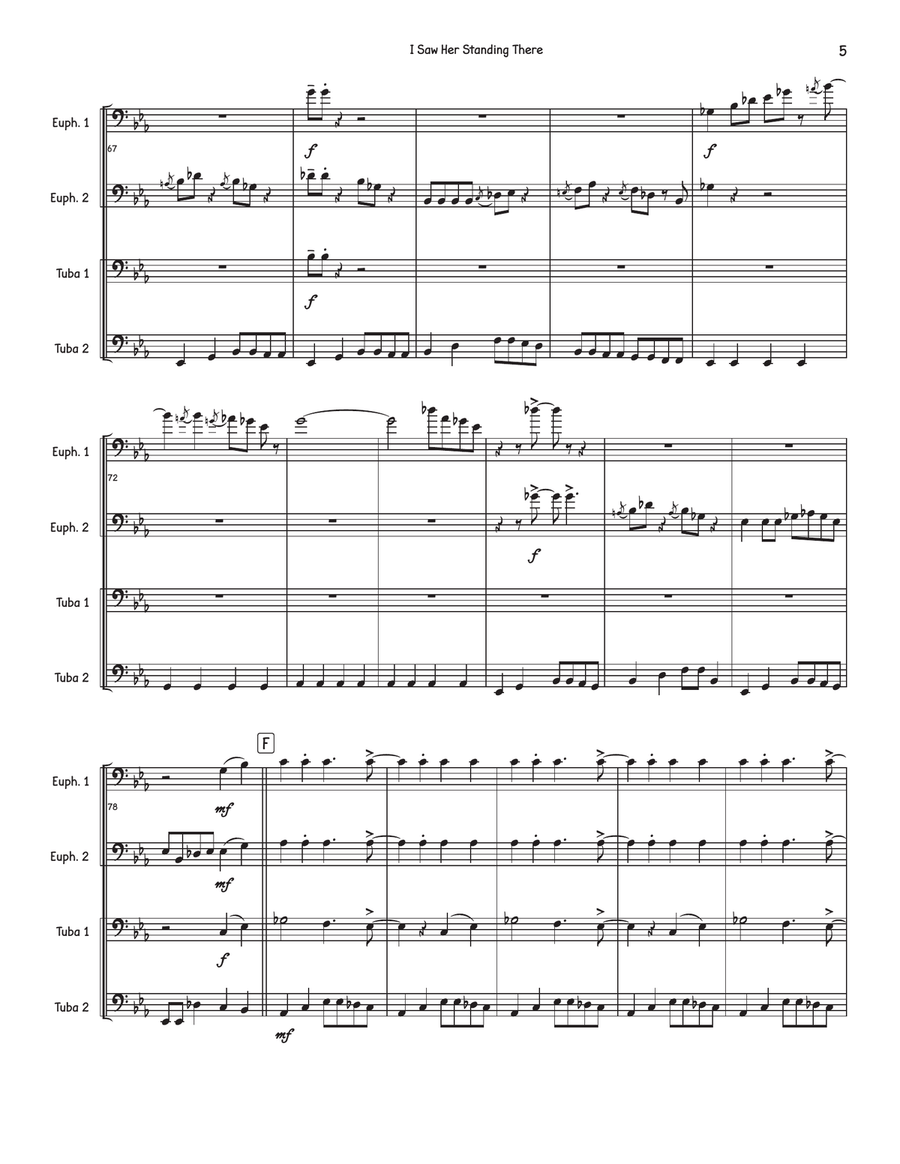 I Saw Her Standing There I Saw Her Standing There Brass Quartet scores gallery preview page 5