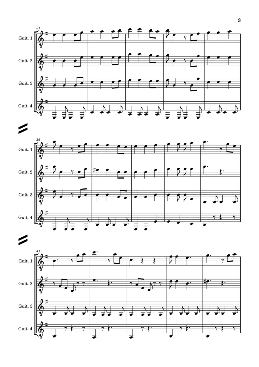 He's A Pirate Guitar Ensemble scores gallery preview page 3