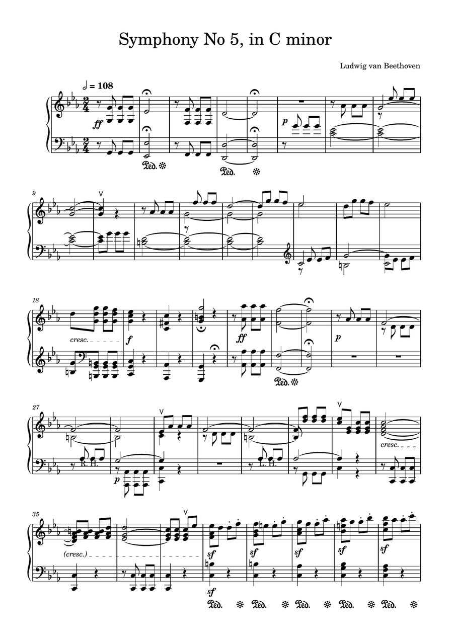 Symphony No. 5 Piano Solo scores gallery preview page 1