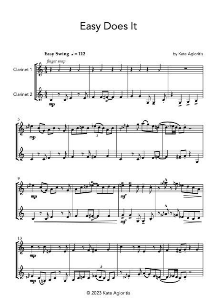 Easy Does It - Jazz Duet for Clarinets Clarinet Duet scores gallery preview page 3