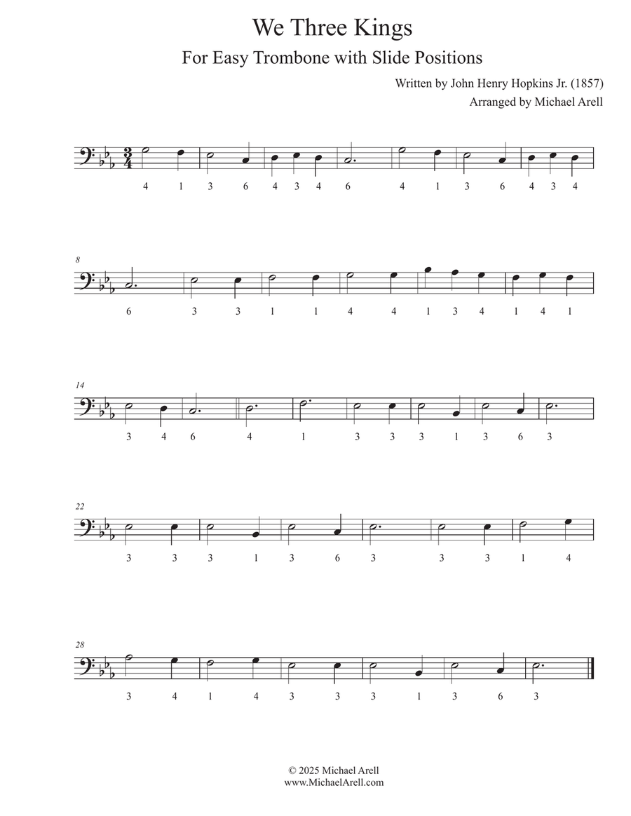 We Three Kings for Trombone Bass Trombone scores gallery preview page 2