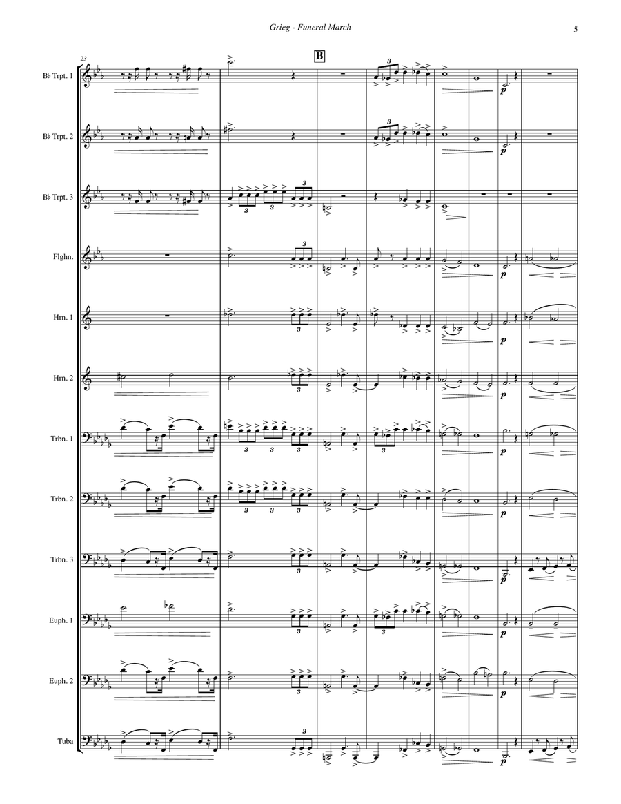 Funeral March for 12-part Brass Ensemble Brass Ensemble scores gallery preview page 5