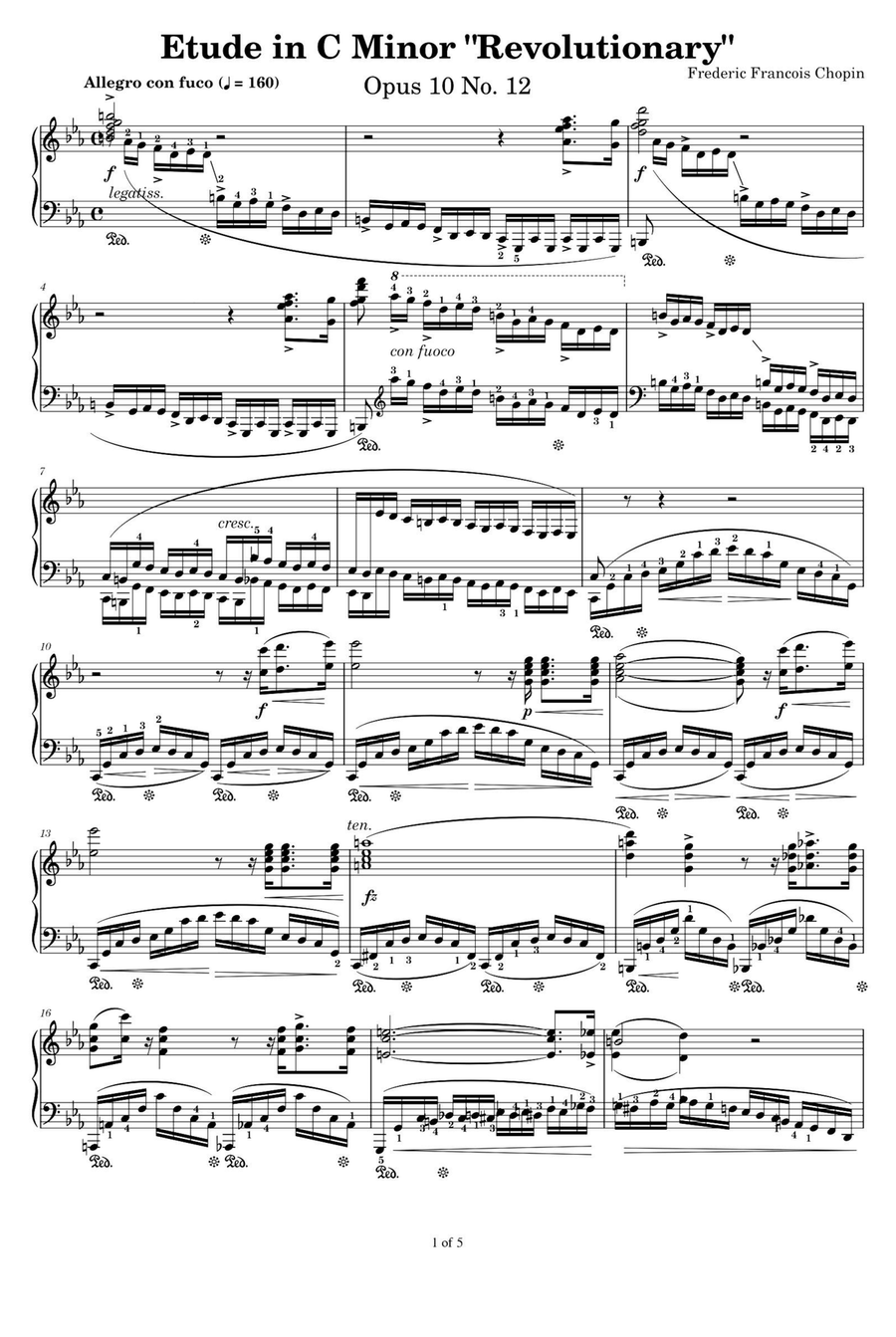 Etudes, Op. 10 No. 12 in C Minor Revolutionary - Fryderyk Fanciszek Chopin Piano Method scores gallery preview page 1