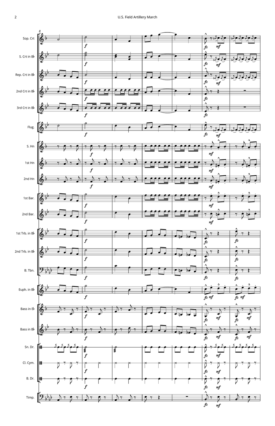 U.S. Field Artillery March Brass Band scores gallery preview page 2