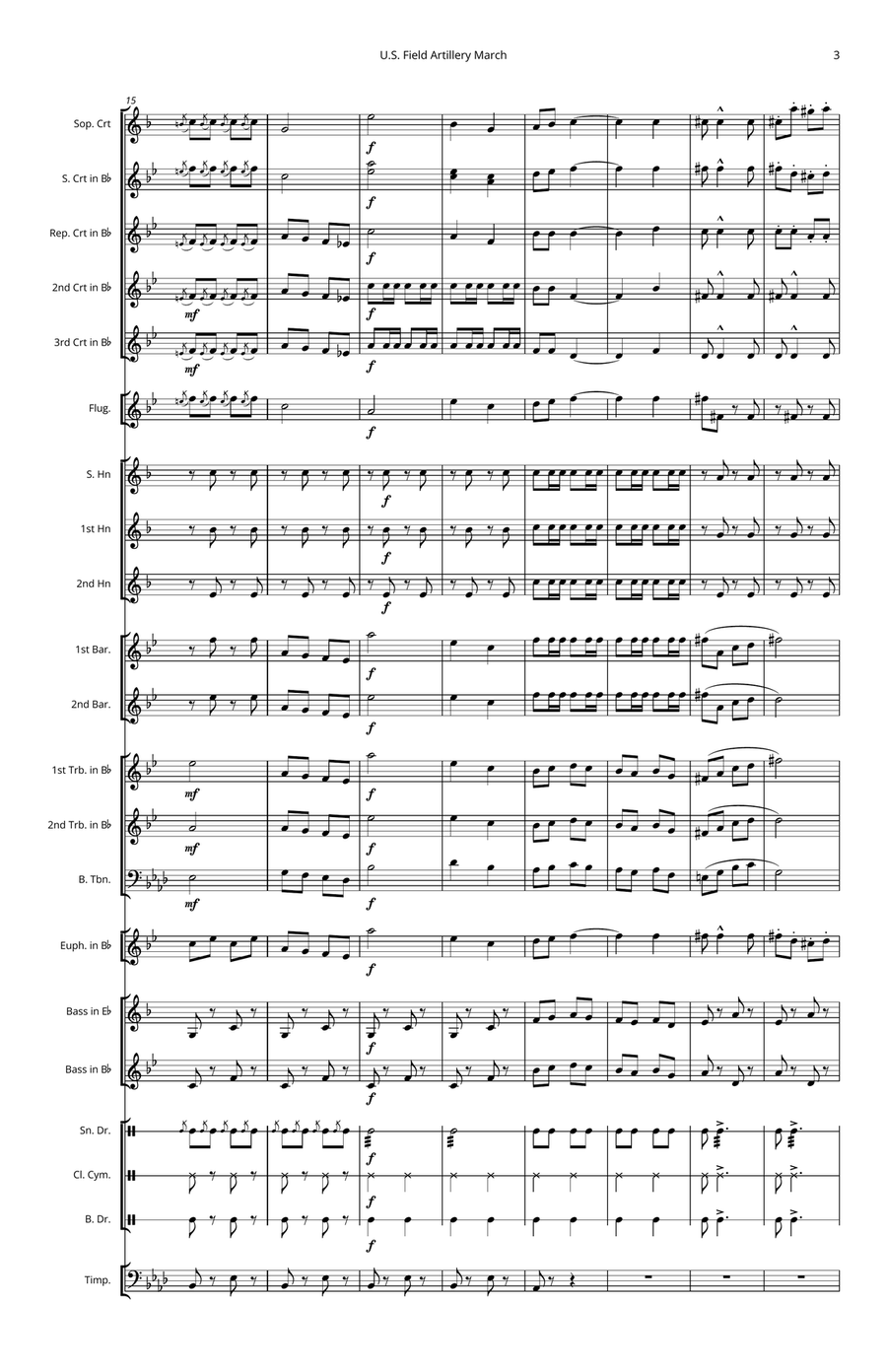 U.S. Field Artillery March Brass Band scores gallery preview page 3
