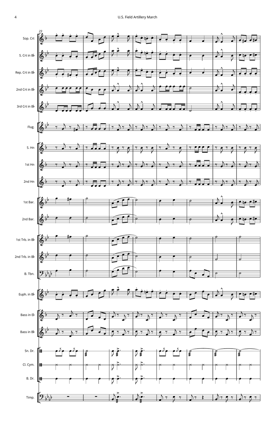 U.S. Field Artillery March Brass Band scores gallery preview page 4