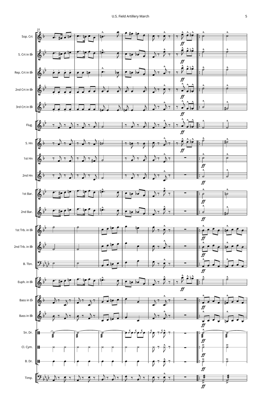 U.S. Field Artillery March Brass Band scores gallery preview page 5