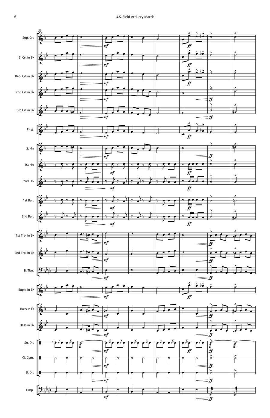 U.S. Field Artillery March Brass Band scores gallery preview page 6