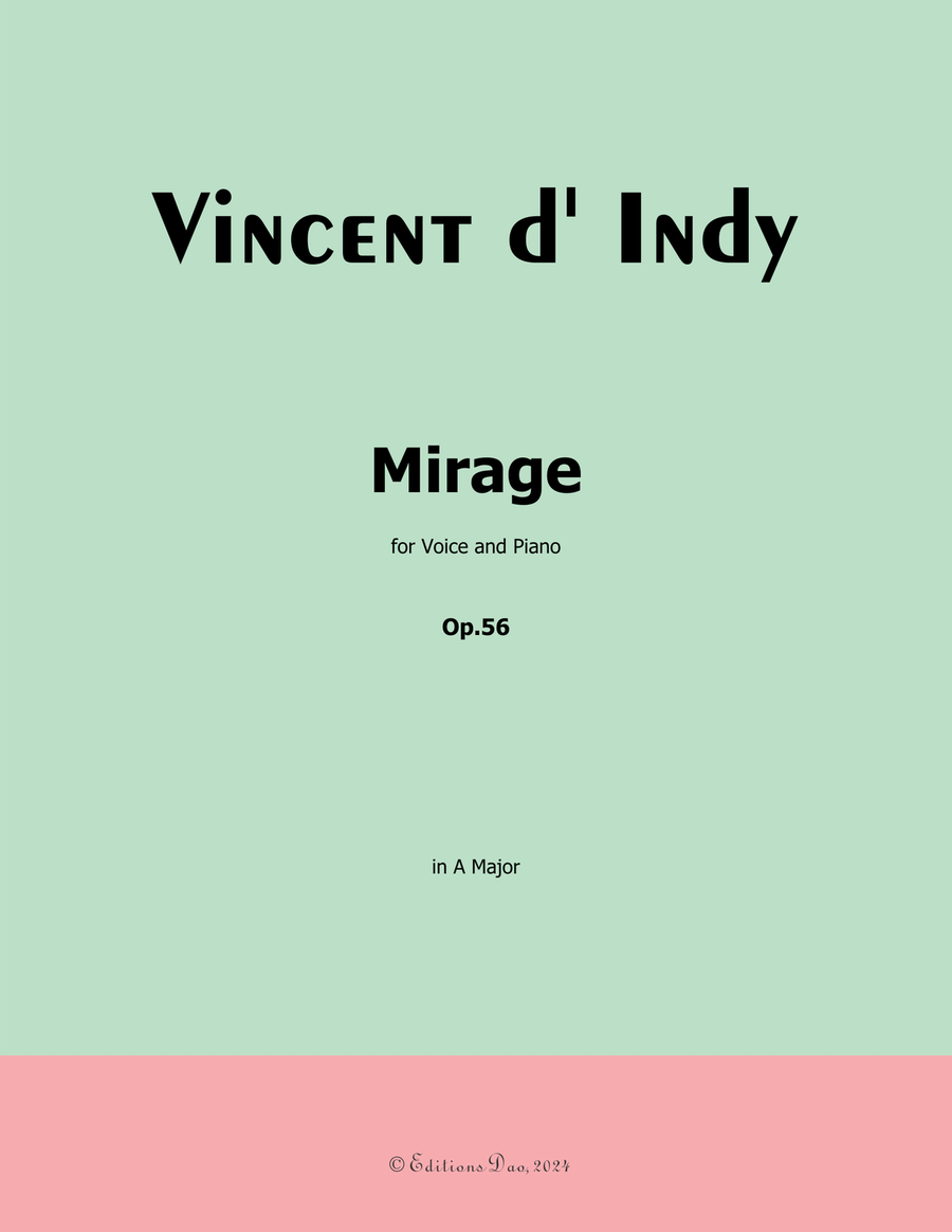 Mirage, by Vincent d' Indy, in A Major Piano, Vocal scores gallery preview page 1