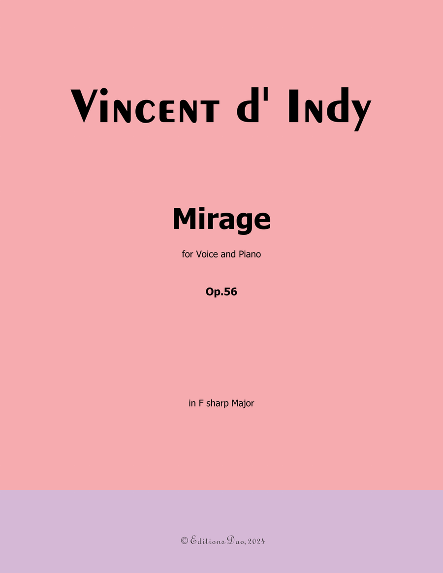 Mirage, by Vincent d' Indy, in F sharp Major Piano, Vocal scores gallery preview page 1