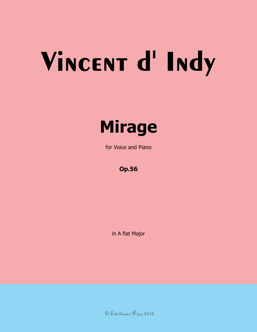 Mirage, by Vincent d' Indy, in A flat Major Piano, Vocal scores gallery preview page 1