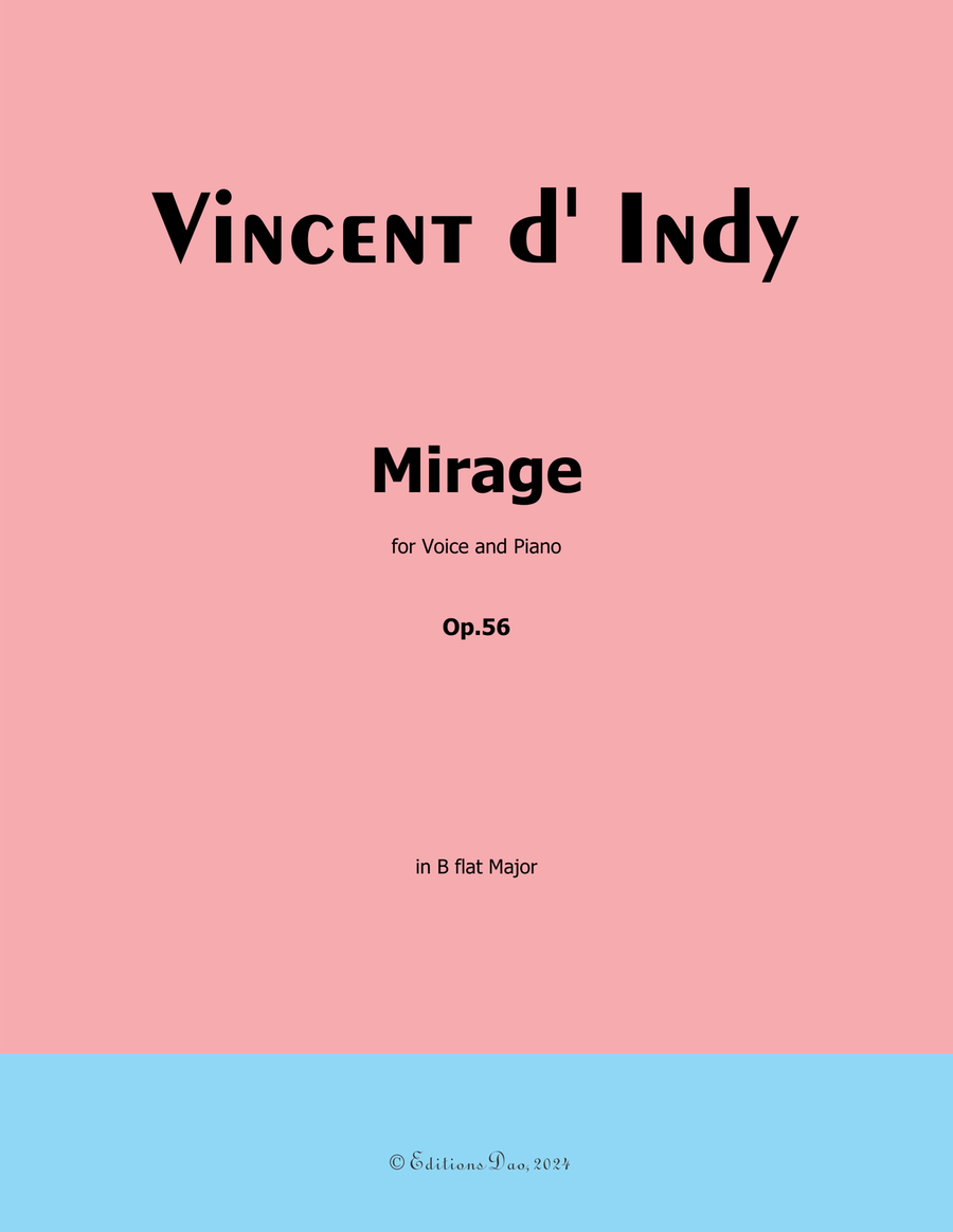 Mirage, by Vincent d' Indy, in B flat Major Piano, Vocal scores gallery preview page 1