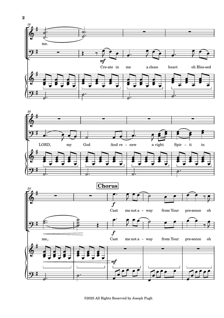 Psalm 51:10 Create In Me A Clean Heart 2-Part scores gallery preview page 2
