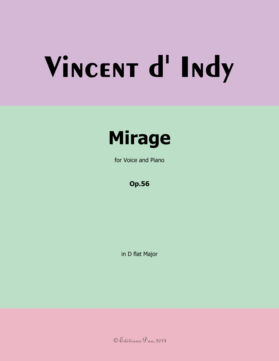 Mirage, by Vincent d' Indy, in D flat Major Piano, Vocal scores gallery preview page 1