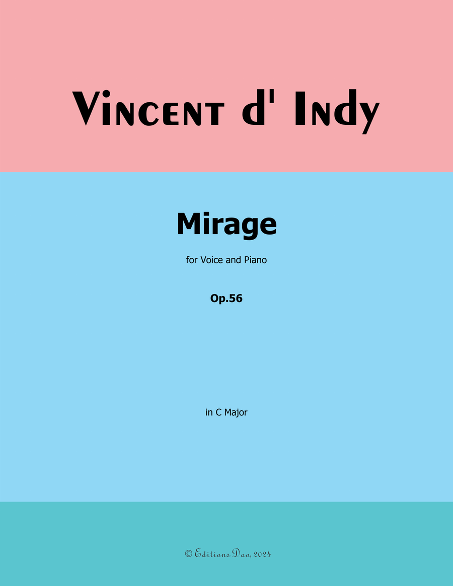 Mirage, by Vincent d' Indy, in C Major Piano, Vocal scores gallery preview page 1
