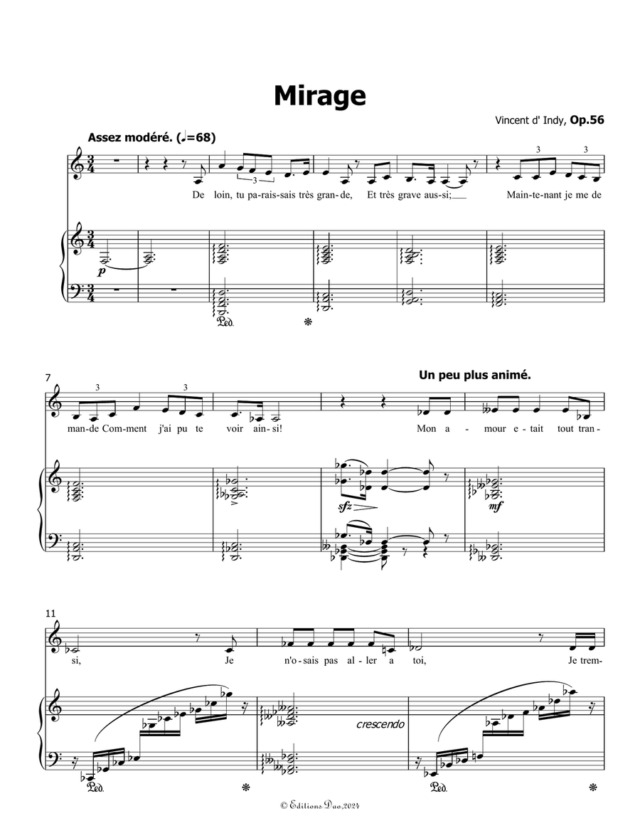 Mirage, by Vincent d' Indy, in C Major Piano, Vocal scores gallery preview page 3