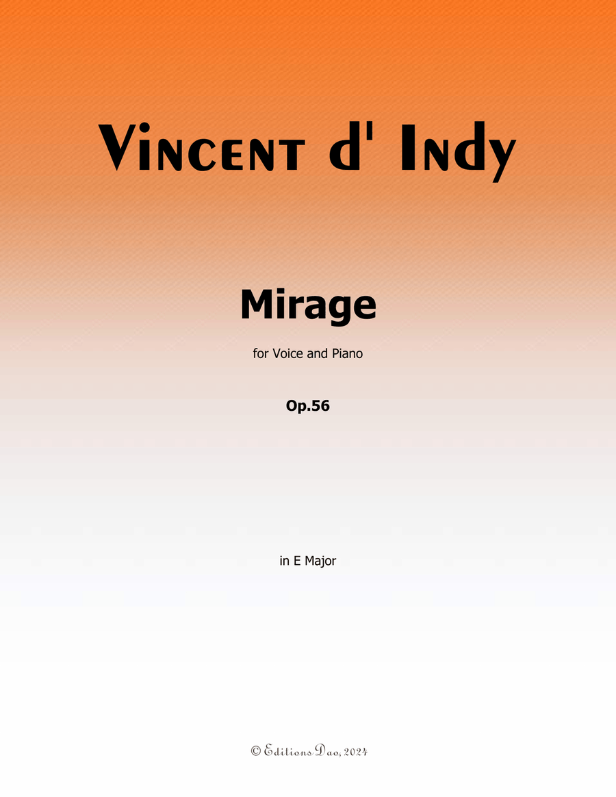 Mirage, by Vincent d' Indy, in E Major Piano, Vocal scores gallery preview page 1