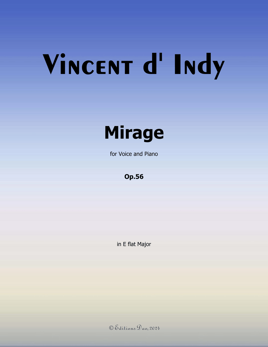 Mirage, by Vincent d' Indy, in E flat Major Piano, Vocal scores gallery preview page 1