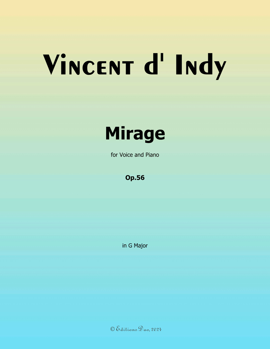 Mirage, by Vincent d' Indy, in G Major Piano, Vocal scores gallery preview page 1