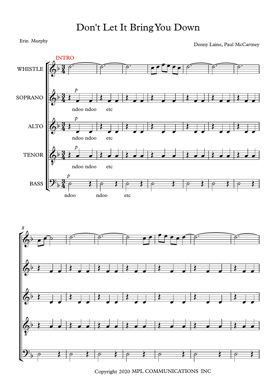 Don't Let It Bring You Down Divisi scores gallery preview page 1