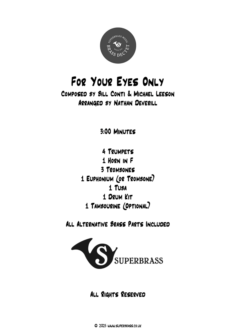 For Your Eyes Only For Your Eyes Only Brass Ensemble scores gallery preview page 1