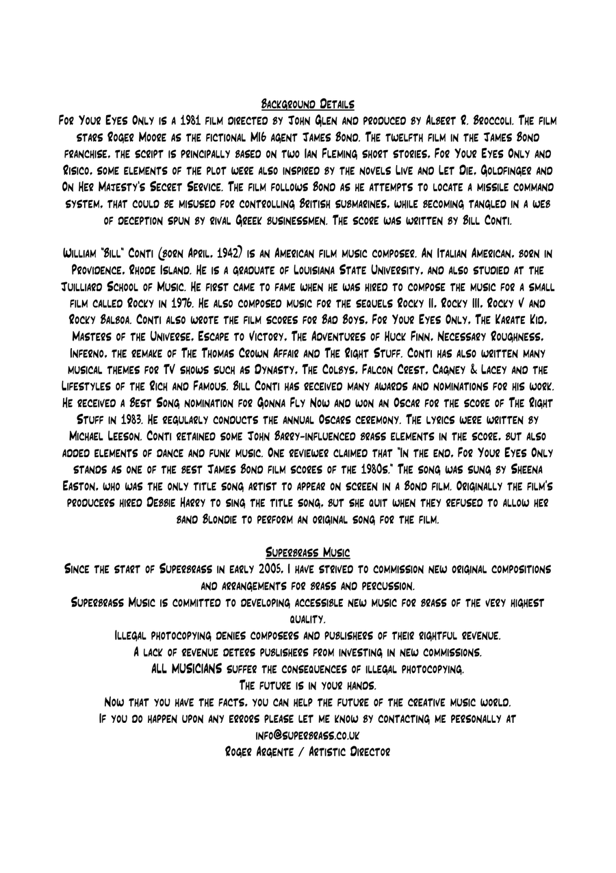 For Your Eyes Only For Your Eyes Only Brass Ensemble scores gallery preview page 2