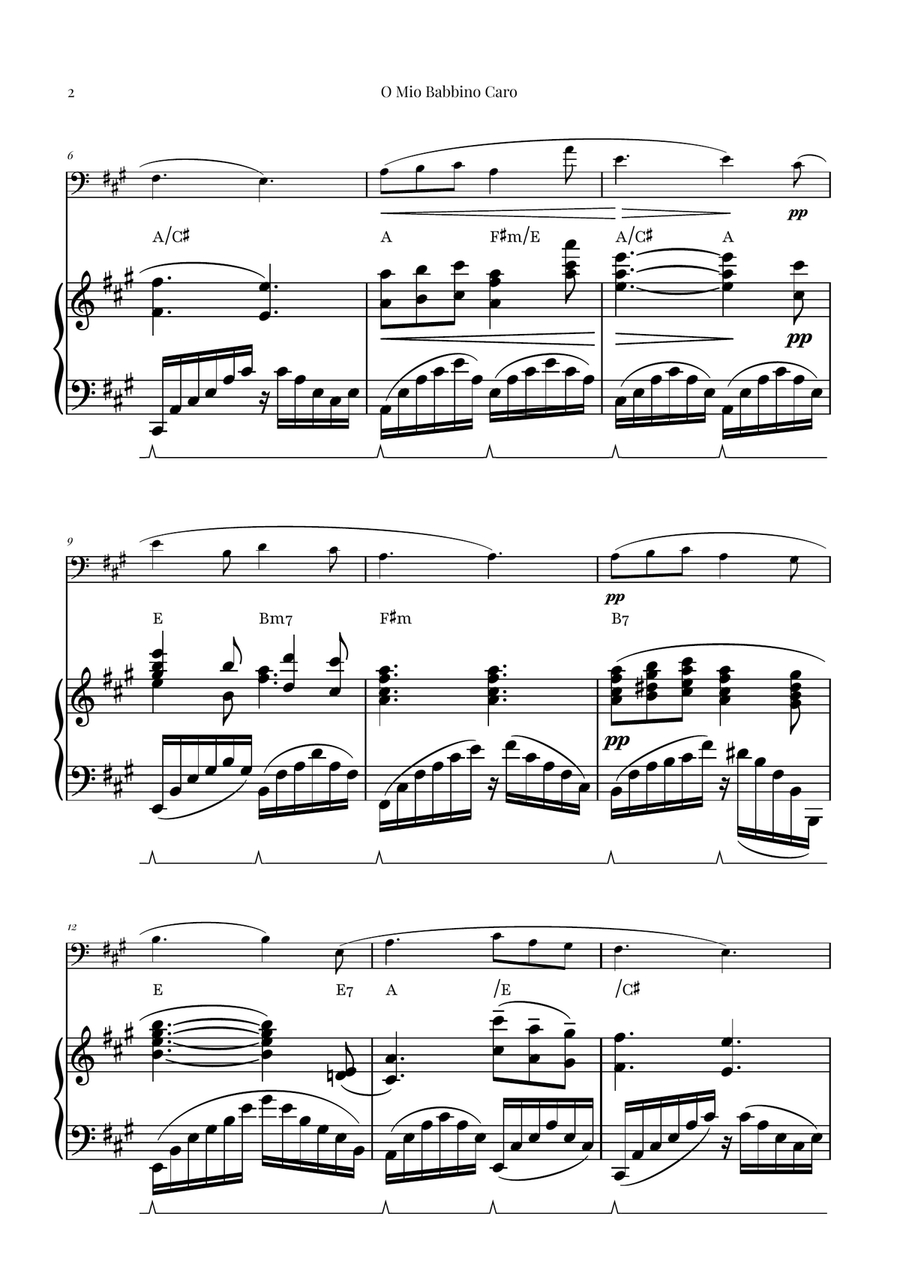 O Mio Babbino Caro | BEAUTIFUL Puccini Aria Piano scores gallery preview page 2