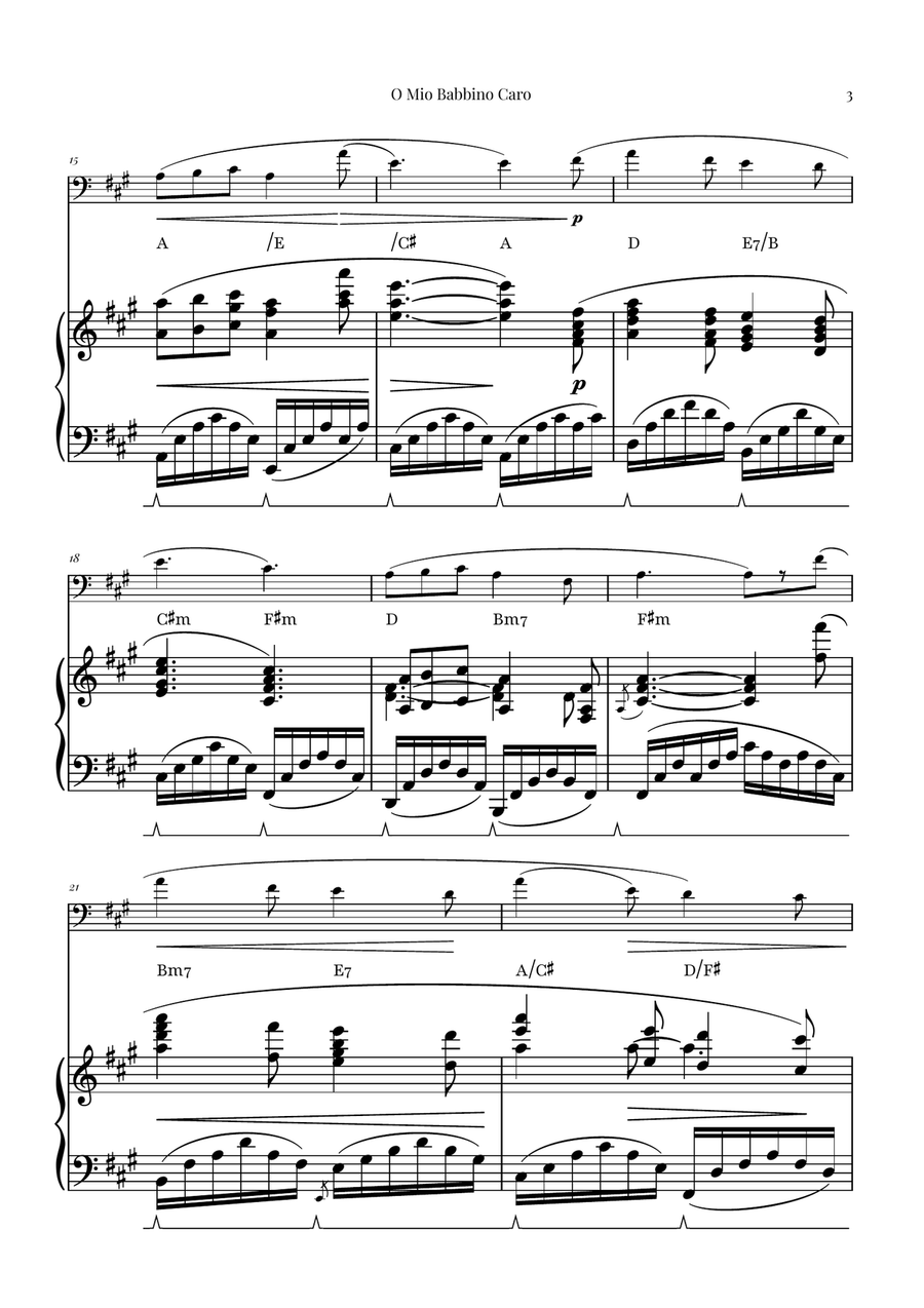 O Mio Babbino Caro | BEAUTIFUL Puccini Aria Piano scores gallery preview page 3