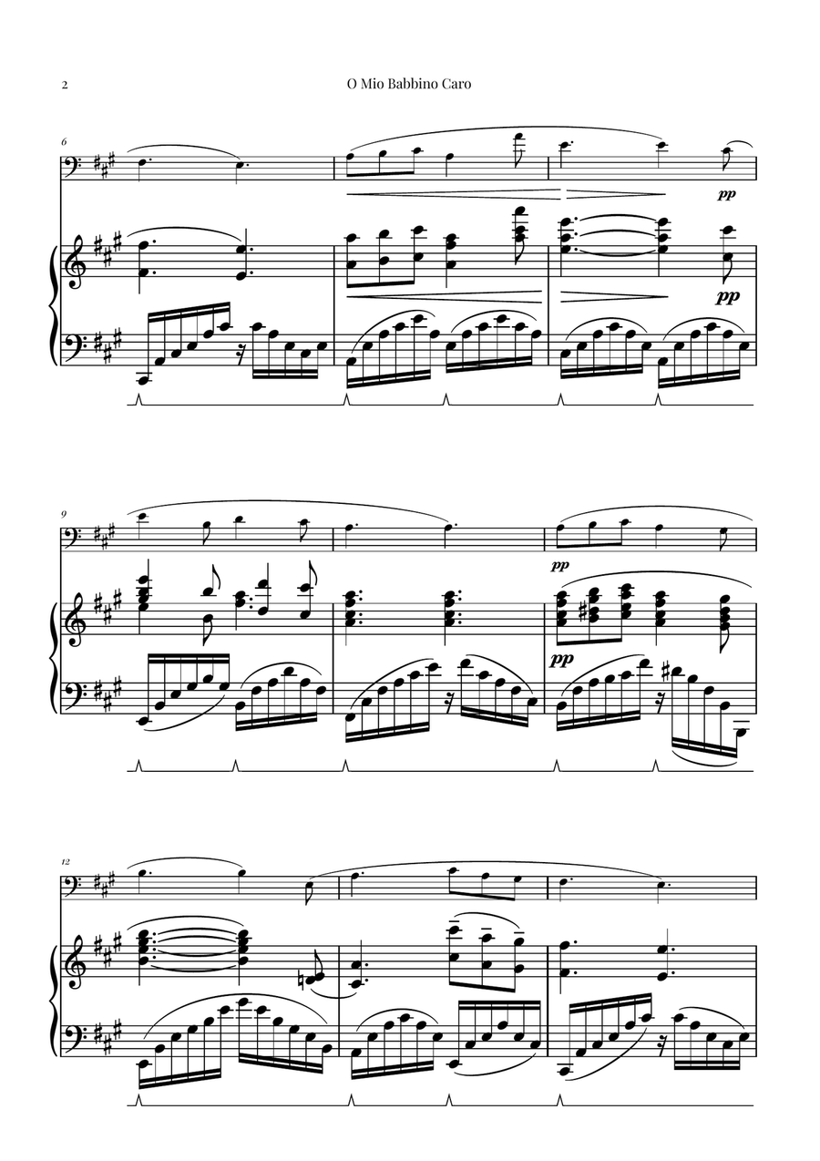 O Mio Babbino Caro | BEAUTIFUL Puccini Aria Piano scores gallery preview page 2