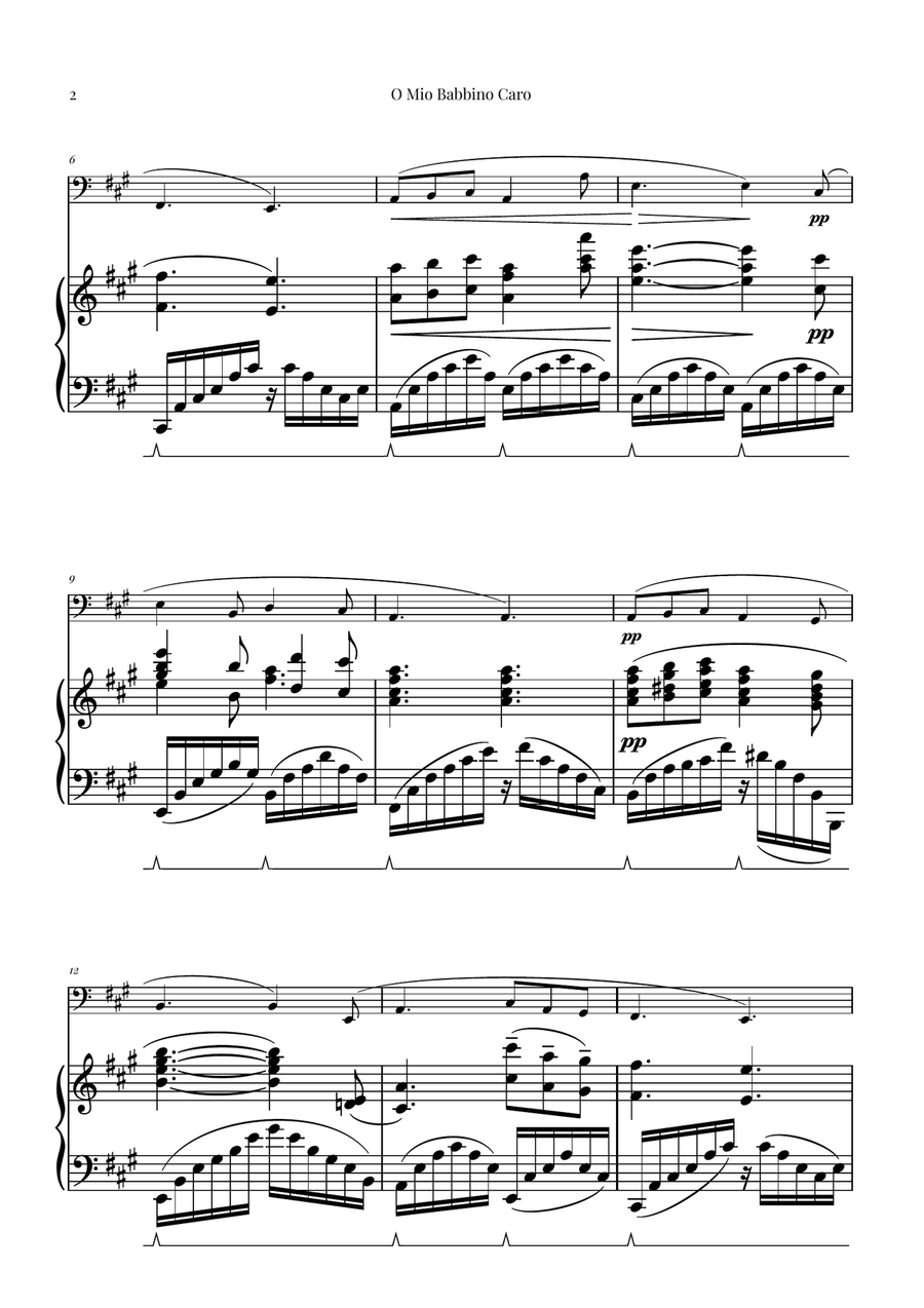 O Mio Babbino Caro | BEAUTIFUL Puccini Aria Piano scores gallery preview page 2