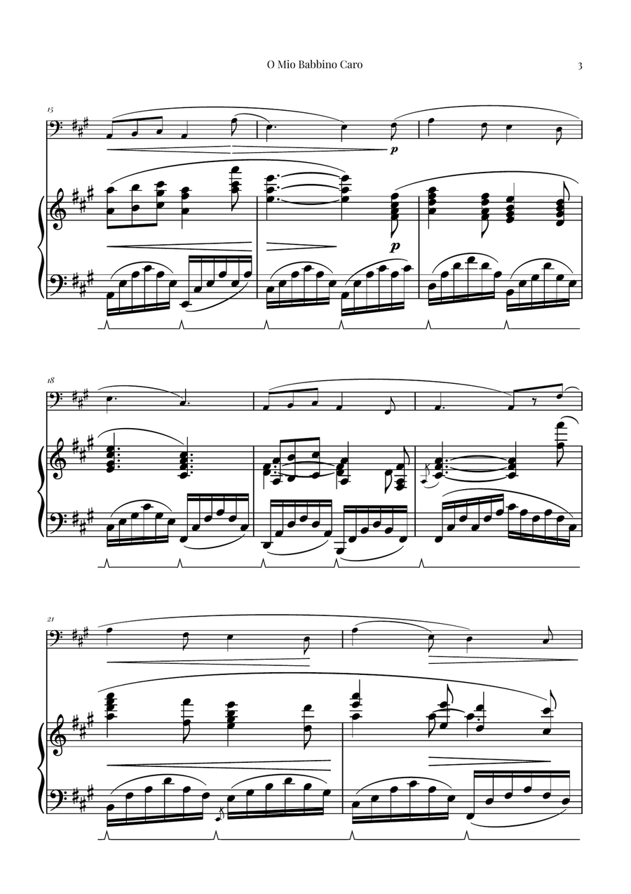 O Mio Babbino Caro | BEAUTIFUL Puccini Aria Piano scores gallery preview page 3