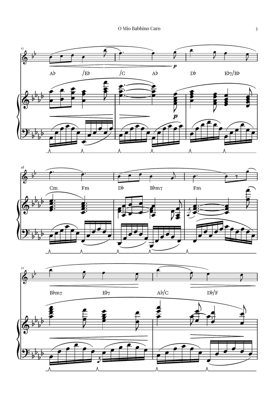 O Mio Babbino Caro | BEAUTIFUL Puccini Aria B-Flat Clarinet scores gallery preview page 3