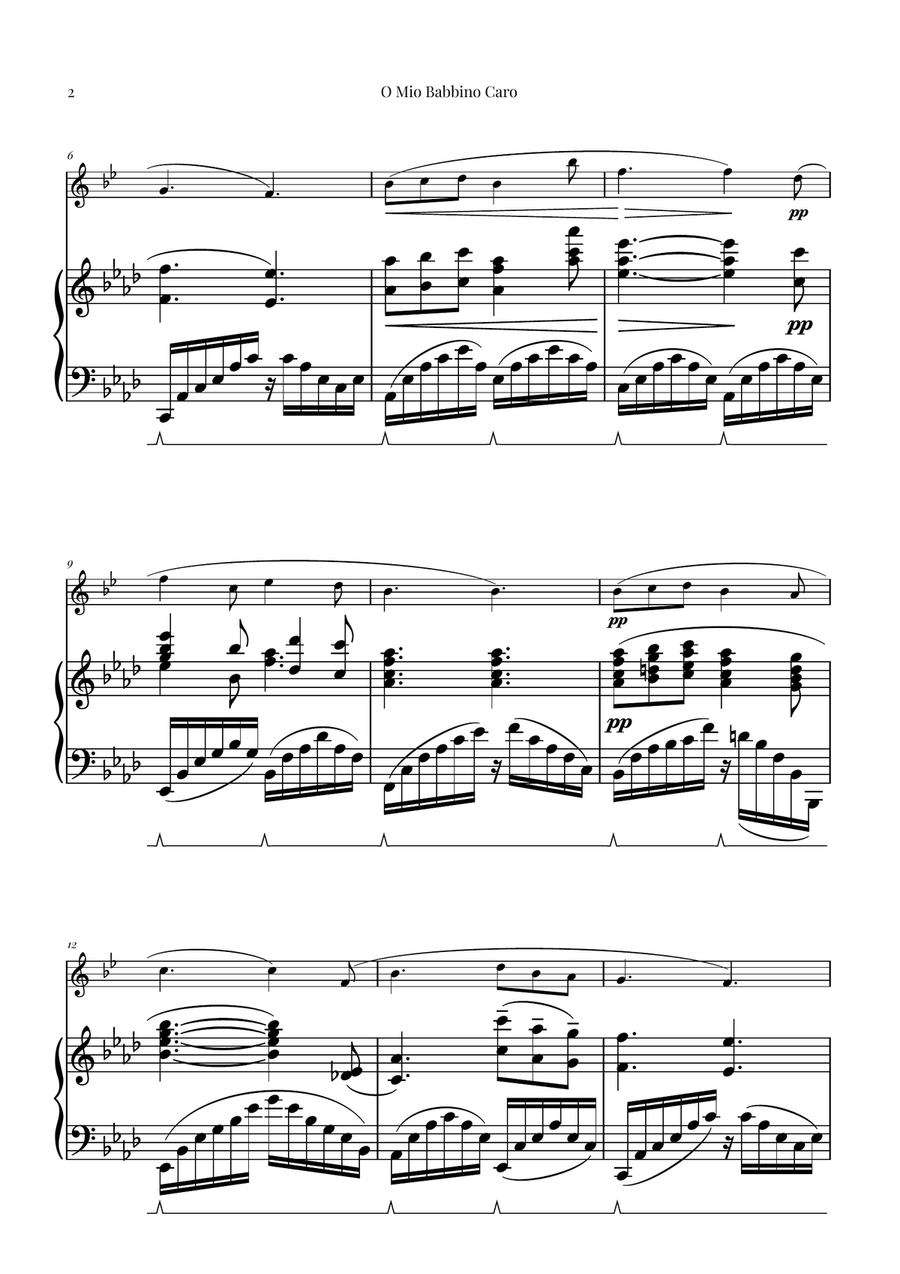 O Mio Babbino Caro | BEAUTIFUL Puccini Aria B-Flat Clarinet scores gallery preview page 2