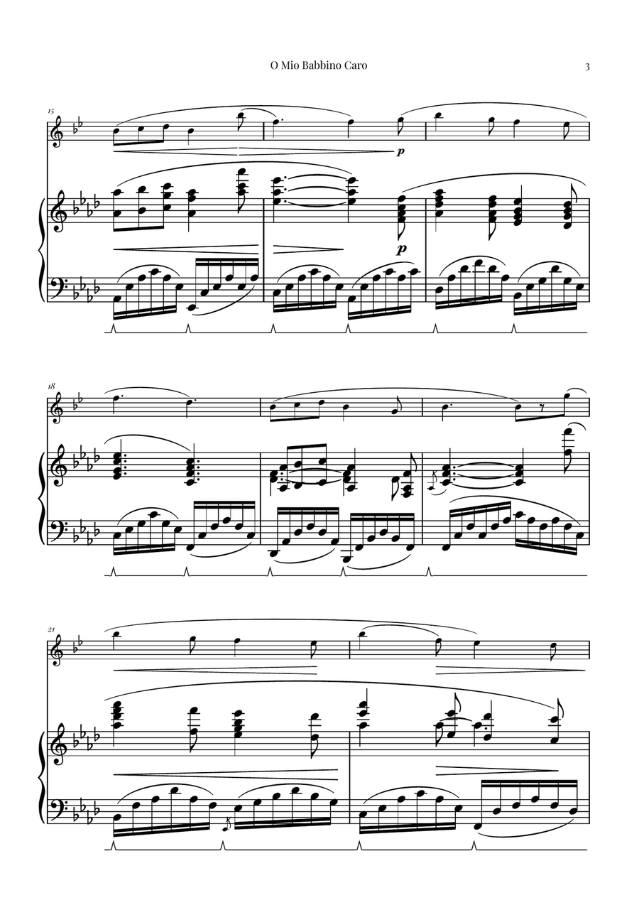 O Mio Babbino Caro | BEAUTIFUL Puccini Aria B-Flat Clarinet scores gallery preview page 3
