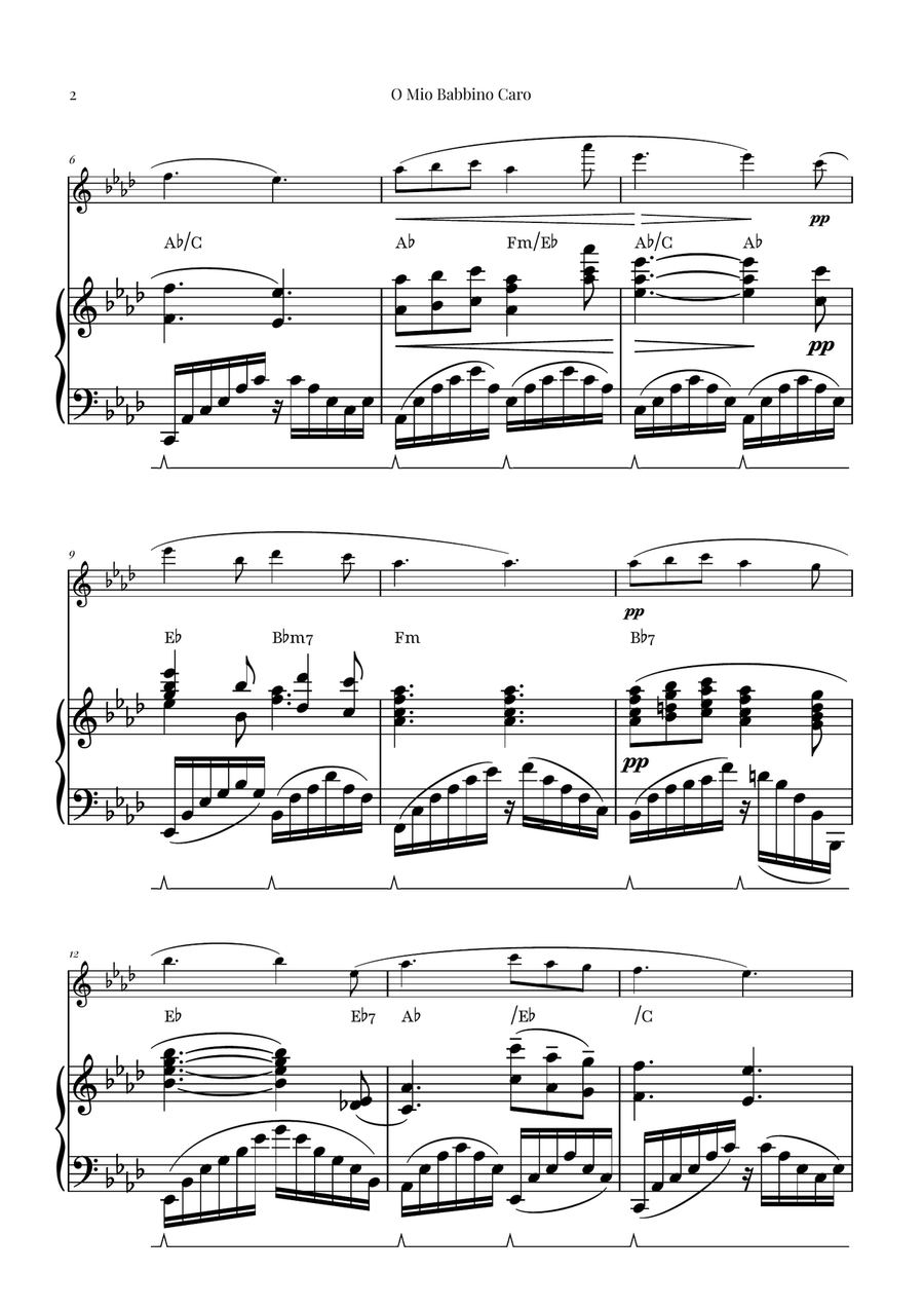 O Mio Babbino Caro | BEAUTIFUL Puccini Aria Flute Solo scores gallery preview page 2