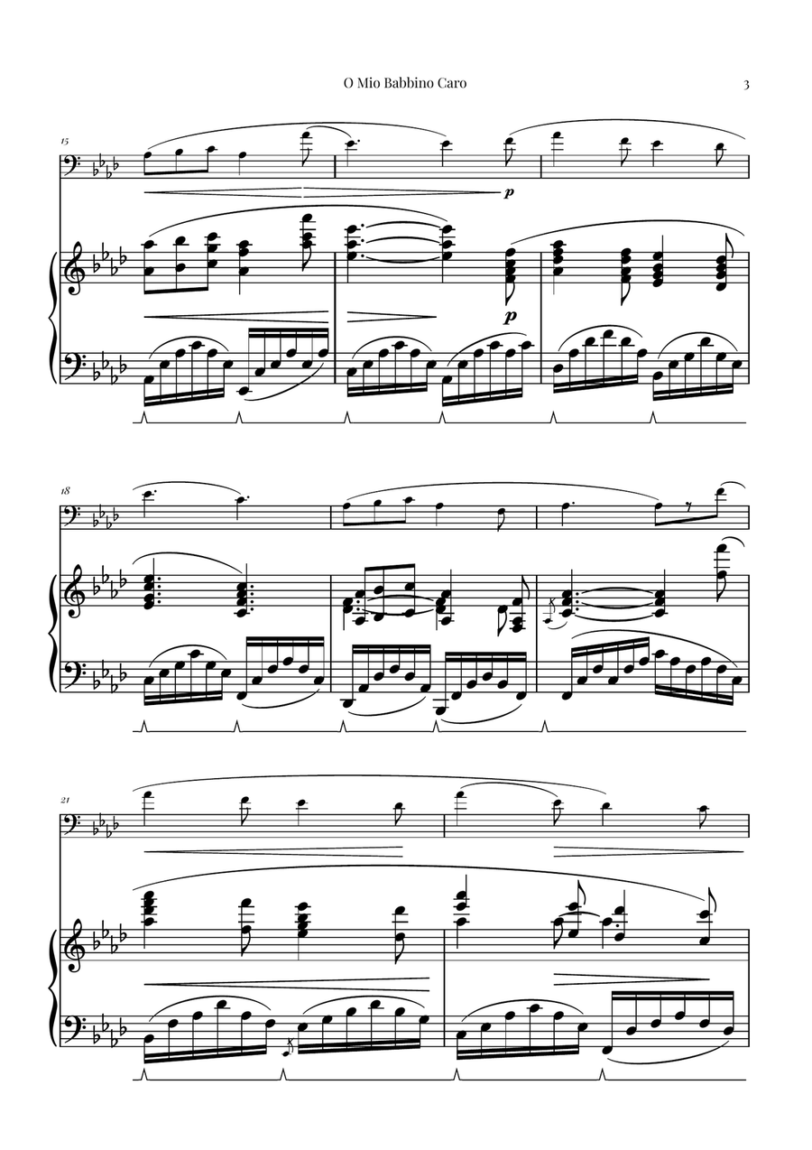 O Mio Babbino Caro | BEAUTIFUL Puccini Aria Piano scores gallery preview page 3