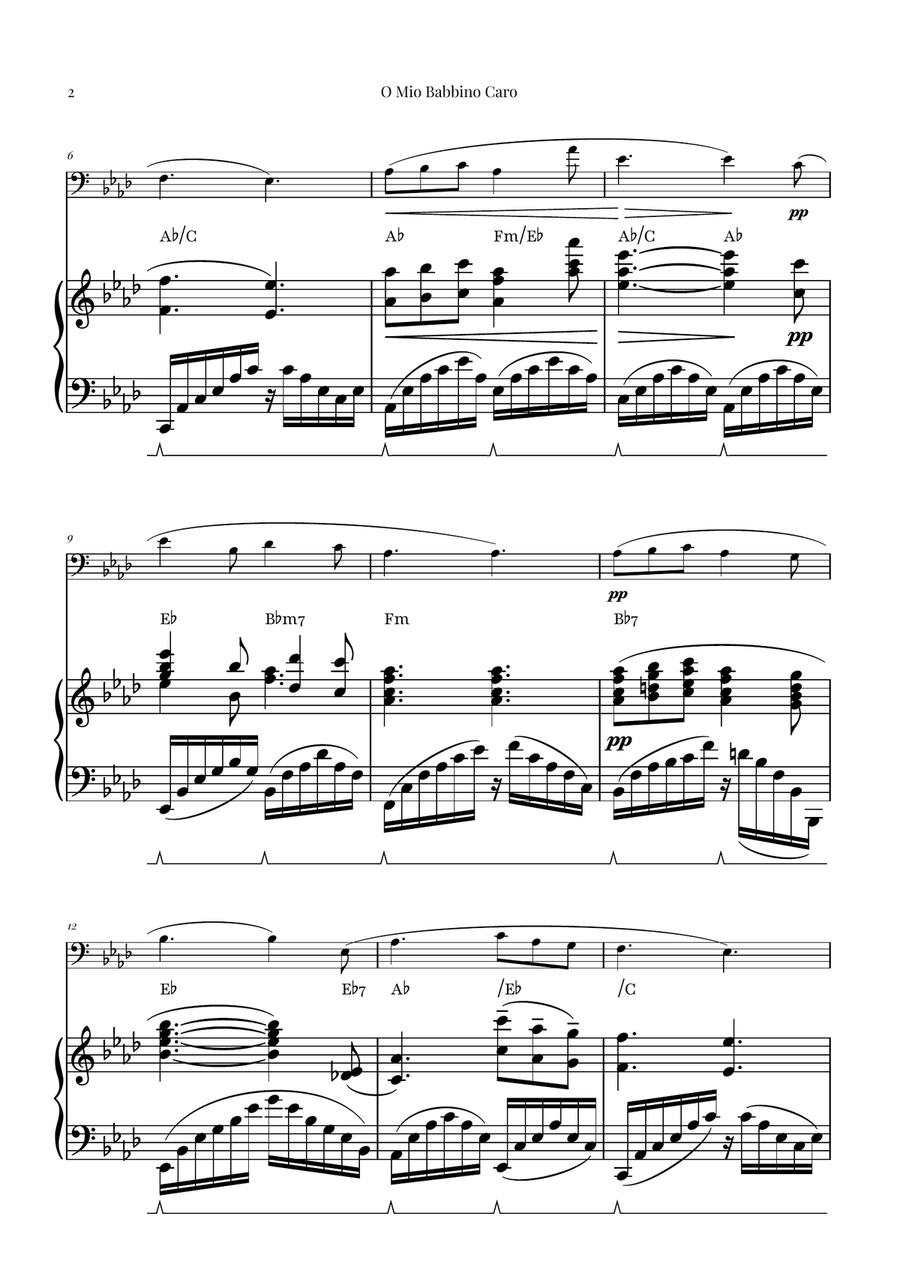 O Mio Babbino Caro | BEAUTIFUL Puccini Aria Piano scores gallery preview page 2